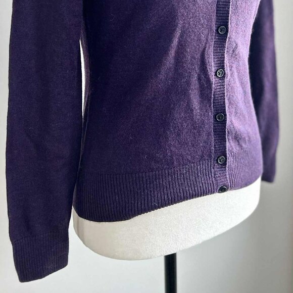 Banana Republic Rosettes & Sequins Embellished Deep Grape Merino Cardigan – US S - Picture 2 of 11